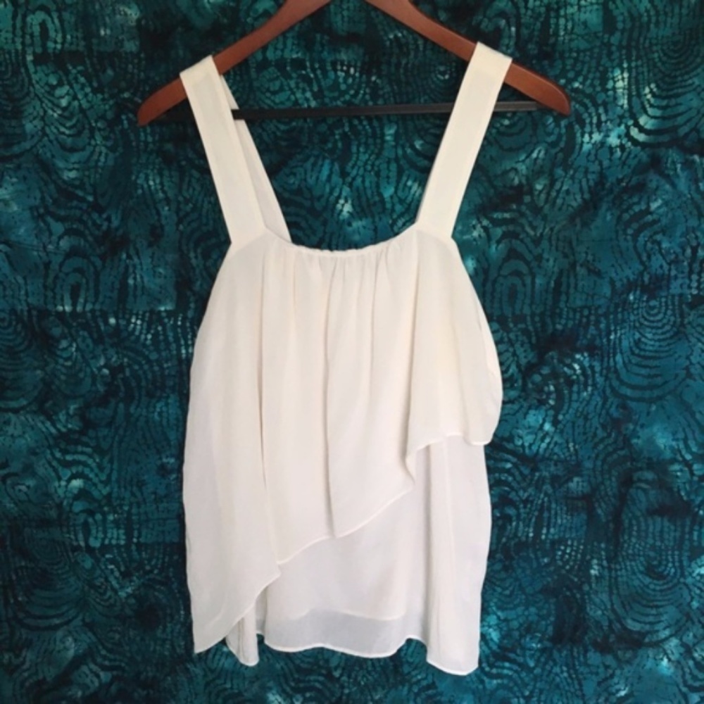 Madison Marcus // Ivory Asymmetrical Ruffle Top wk2